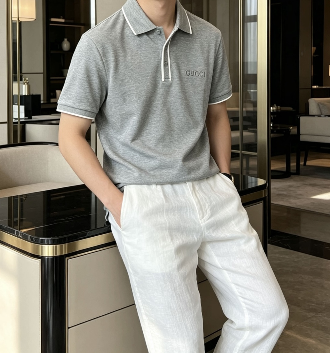 Gucc 2026春夏 官网同步 熟男 轻熟男 最爱款式 经典大气百搭商务休闲Polo领T恤 采用进口双