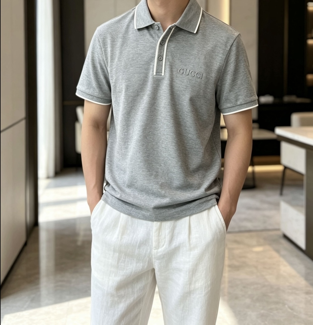 Gucc 2026春夏 官网同步 熟男 轻熟男 最爱款式 经典大气百搭商务休闲Polo领T恤 采用进口双