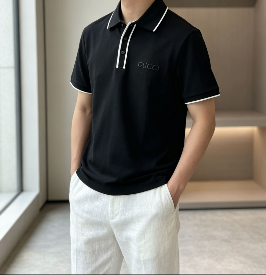 Gucc 2026春夏 官网同步 熟男 轻熟男 最爱款式 经典大气百搭商务休闲Polo领T恤 采用进口双