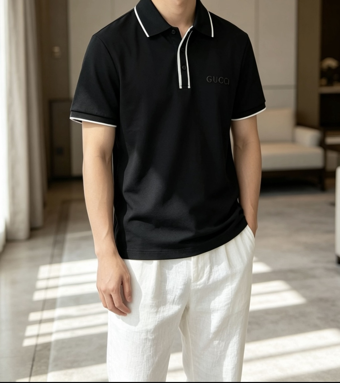 Gucc 2026春夏 官网同步 熟男 轻熟男 最爱款式 经典大气百搭商务休闲Polo领T恤 采用进口双