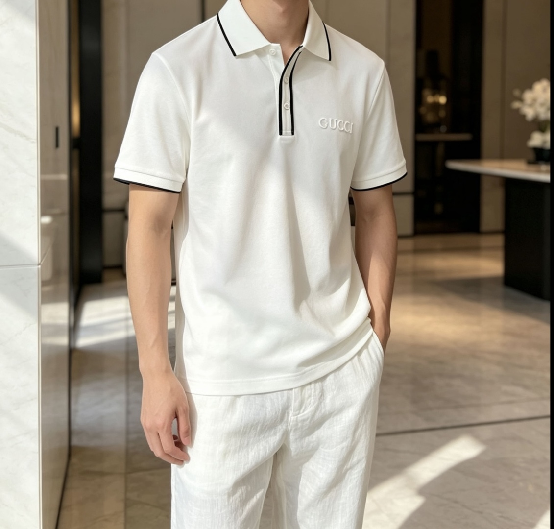 Gucc 2026春夏 官网同步 熟男 轻熟男 最爱款式 经典大气百搭商务休闲Polo领T恤 采用进口双