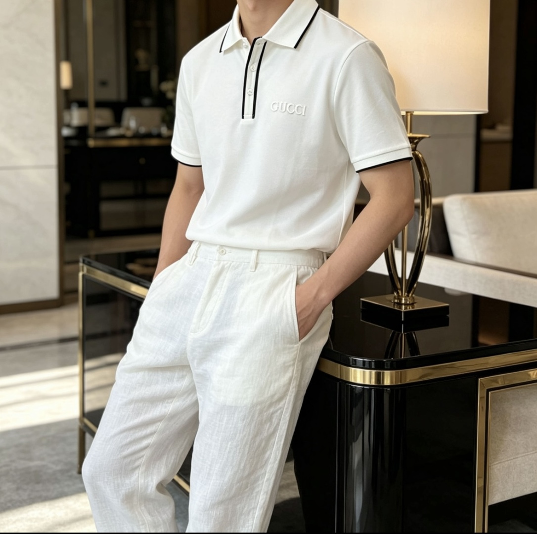 Gucc 2026春夏 官网同步 熟男 轻熟男 最爱款式 经典大气百搭商务休闲Polo领T恤 采用进口双