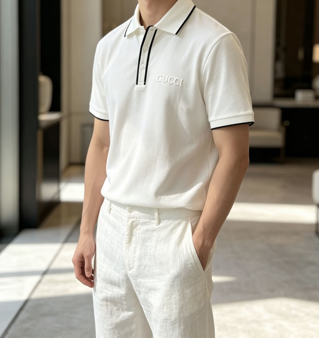 Gucc 2026春夏 官网同步 熟男 轻熟男 最爱款式 经典大气百搭商务休闲Polo领T恤 采用进口双