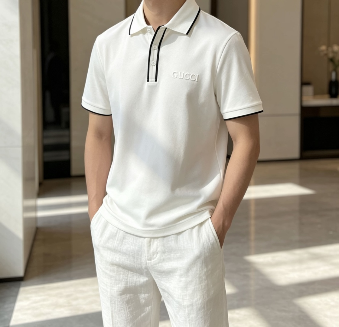 Gucc 2026春夏 官网同步 熟男 轻熟男 最爱款式 经典大气百搭商务休闲Polo领T恤 采用进口双