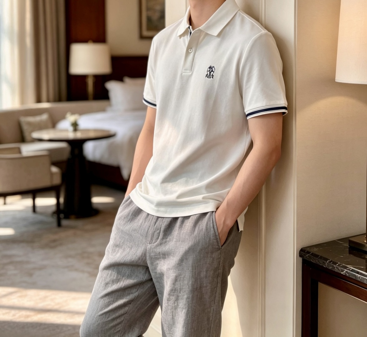 NO:834089,BC 2026 spring and summer official website synchronization Mature men Light mature men Favorite style Classic and versatile business casual Polo collar T-shirt Made of imported double mercerized pearl cotton fabric, comfortable and breathable, delicate texture, super soft and skin-friendly!  The lapel design and tailoring are slim-fitting, and the fit is absolutely crisp and handsome!  It can be seen from the lock stitch that it is definitely produced by a major factory. This high-density sewing process is absolutely meticulous in handling details!  Highly recommended and you won’t see a style like this outside!  Size M-XXXL,,tees,t-shirt,19860909BC 2026春夏 官网同步 熟男 轻熟男 最爱款式 经典大气百搭商务休闲Polo领T恤 采用进口双丝光珠地棉面料 舒适透气 质感细腻 超柔软亲肤触感！翻领设计,剪裁属于修身版型 绝对挺括帅气的合体型！从锁针可以看出 绝对大厂代工出品 这种密度的缝制工艺 对待细节处理绝对是一丝不苟！强烈推荐 而且外面您是根本看不到这样的款式的！ 尺码M-XXXL,,tees，t-shirt,,Men's clothing