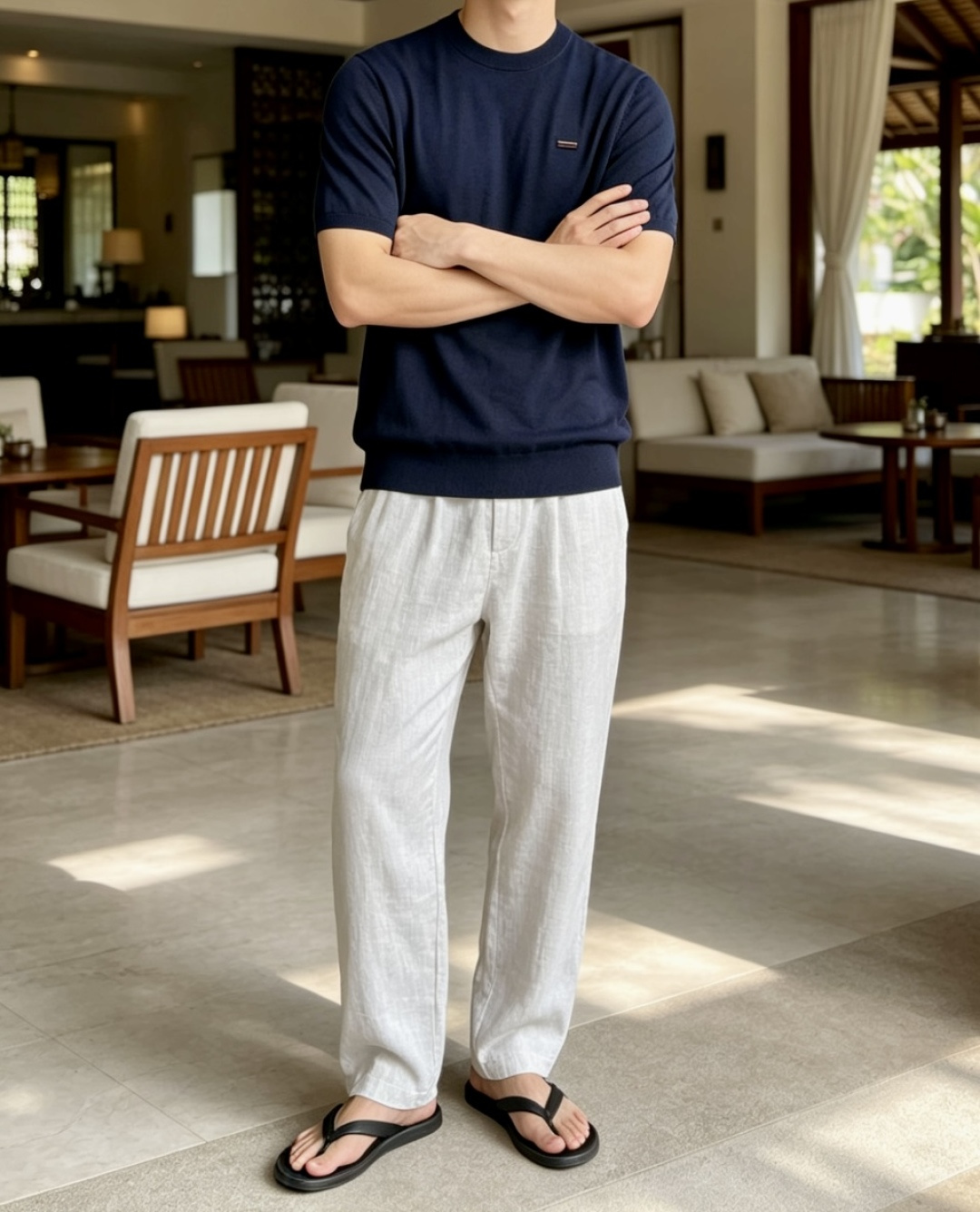 NO:836994,Ermenegildo Zegna 2026 spring and summer latest classic men's round neck short-sleeved sweater with embroidered logo, made of selected knitted cotton and Tencel blended fabrics.  80-count ultra-soft blended fabric, 16-needle dense stitching, clear texture, tight and not easy to deform, soft and skin-friendly texture, full of high-end luxury quality; the comfort of wearing close to the body is absolutely incomparable to ordinary T-shirts, and it is more breathable and cooler than ordinary cotton T-shirts. It will not feel hot when worn in July and August. The traditional round neck design is simple and elegant, with the iconic embroidered logo on the front, fashionable and very beautiful, high-end luxury and full of  Full of spirituality; simple and versatile style, old money business style, smart with trousers, relaxed with casual pants, no need to deliberately match, you can easily wear an elite atmosphere. Selected high-end recycled fiber fabrics 72.4 rayon, 24.3 cotton, 3.3 mulberry silk, sizes M-3XL (the model is 172 cm and 148 pounds, the size L is suitable for trying on),,zegna,T-shirt,tees,t-shirt,19860909杰尼亚 2026春夏最新经典绣标男士圆领短袖针织衫,精选针织棉与天丝混纺面料制成, 80支超柔混纺织物,16针密致针法,纹理清晰,紧密不易变形,质感软糯亲肤,尽显高端奢华品质；贴身穿着的舒适度绝对是普通Ｔ恤无法比拟的,而且比普通棉质T恤更为透气凉爽,穿到7、8月都不会有热感.传统圆领设计,简单大方,前标志性刺绣徽标,时尚而又极具美感,高端奢华而又充满灵性；简约百搭款,老钱商务风,配西裤干练,搭休闲裤松弛,无需刻意搭配,就能轻松穿出精英氛围感.精选高档再生纤维面料72.4人造丝,24.3棉,3.3桑蚕丝尺码M-3XL（模特172厘米148斤试穿L码合适）,,zegna,T-shirt,tees，t-shirt,,Men's clothing