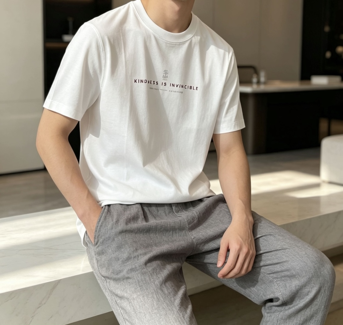 NO:837005,BC men's round neck mercerized cotton short-sleeved T-shirt is a brand from Italy. It is known as 'one of the three giants of Italian men's clothing' because of its top-notch craftsmanship and extremely particular attention to fabrics. It can show your identity very well. It has always been the favorite of celebrities, dignitaries and the super rich. Turtle logo  The design is very expressive, using very distinctive colors to create an aesthetic sense of space. With a simple and generous round neck, the comfortable fabric allows you to enjoy the unrestrained comfort. The simple and neat design, the overall minimalist, very clean fit and comfort first.  The muscles and bones are online, showing a crisp and drapey texture. It is comfortable to wear and reflects the exquisite craftsmanship of customized clothing. It is a high-quality item that combines comfort, fashion and taste. Whether it is worn by yourself or given as a gift to relatives and friends, it is a very good choice. Advantages: soft to the touch, not easy to pill; good gloss, not easy to fade, strong breathability; fabric has good drape. Size: M-XXXL,, T-shirt, tees, t-shirt,19860909BC 男士圆领丝光棉短袖T恤,一个来自意大利的品牌,被称为“意大利男装三巨头之一”因为工艺顶级,对面料极其讲究,非常能彰显身份,一直是名流政要,超级富豪的心头好. 龟背的logo 设计极具表现力,用极特色的色彩构造出美学的的空间感,搭配简单大方的圆领,舒适的面料能让你尽情享受无拘无束的惬意感,简洁利落的设计,整体极简,很Clean fit的舒适至上, 筋骨感在线,呈现出挺括垂坠的质感,穿起来也舒适惬意,又体现了定制服装的精致工艺.是一款集舒适、时尚、品味于一体的优质单品,无论是自己穿着还是作为礼物送给亲友,都是非常不错的选择. 优点手感柔软,不易起球；光泽度好,不易掉色,透气性强；面料垂悬感好 码数M-XXXL,,T-shirt,tees，t-shirt,,Men's clothing