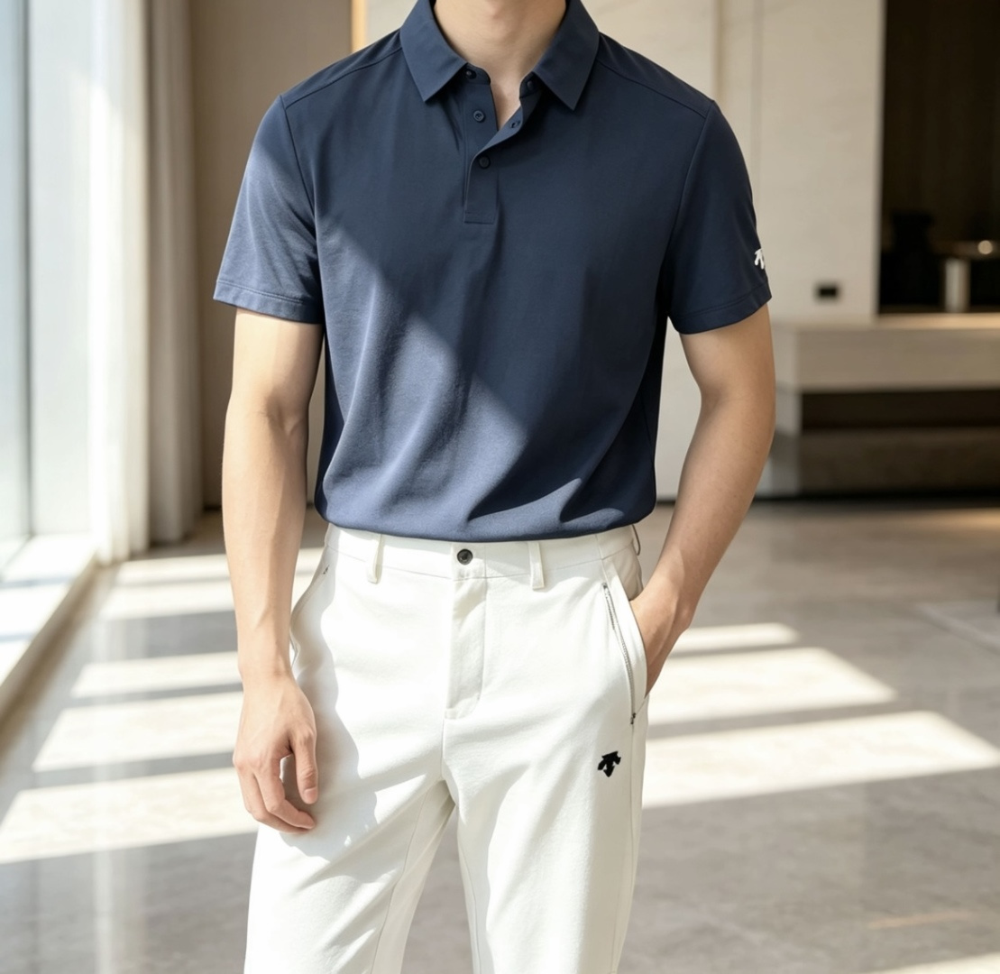 NO:838604,Descente Spring/Summer 2026 has a classic Polo collar design, with simple single-breasted buttons, neat and smooth lines, and cleverly modified neck lines, showing an elegant gentleman's style. The exquisite brand logo on the cuffs uses a seamless gluing process, which is delicate and smooth, revealing a luxurious texture in a low-key manner, showing the brand's ingenuity and pursuit of quality in every detail.  Selected high-quality fabrics are soft and smooth to the touch, have good breathability, and are comfortable to wear. Whether worn with casual trousers to attend business occasions to show professionalism; or combined with jeans to create a daily look to create a relaxed and comfortable atmosphere, it can be perfectly adapted to help you interpret various styles with ease and show your unique taste. Sizes L-4XL,,jeans,19860909迪桑特 2026春夏 经典的Polo领设计,搭配简洁的单排扣,线条利落流畅,巧妙修饰颈部线条,彰显优雅绅士格调.袖口处精致的品牌标识,采用无痕压胶工艺,细腻而平整,低调间流露奢华质感,于细微之处展现品牌匠心与品质追求. 精选优质面料,触感柔软顺滑,透气性佳,穿着舒适自在.无论是搭配休闲西裤出席商务场合,展现专业干练；还是与牛仔裤组合打造日常造型,营造轻松惬意氛围,它都能完美适配,助你以从容姿态诠释多样风格,尽显独特品味. 尺码 L-4XL,,jeans,,Men's clothing