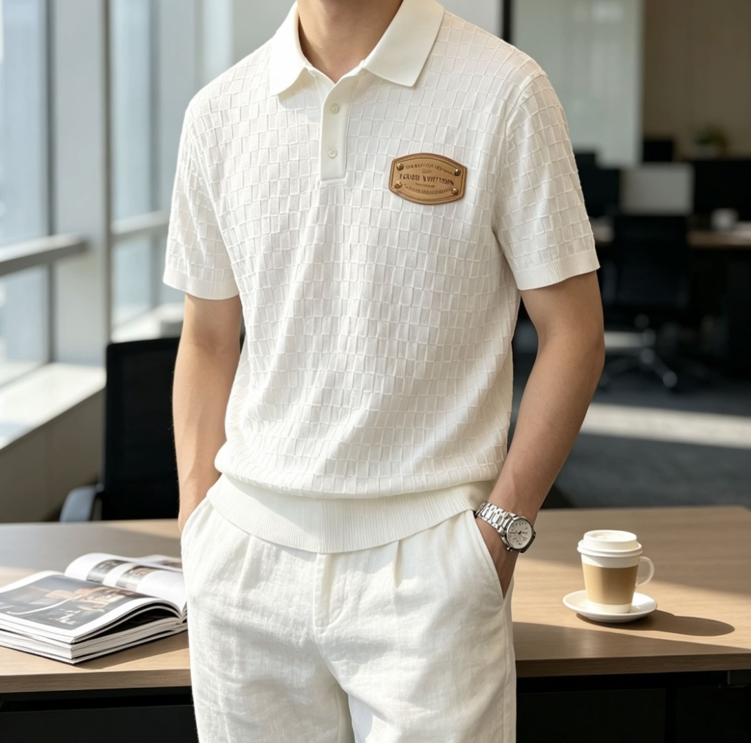 lv  2026ss夏季新品男士针织翻领短袖衫！独家首发 采用纤维超细与高弹的伊力特纱线织造而成，质感与