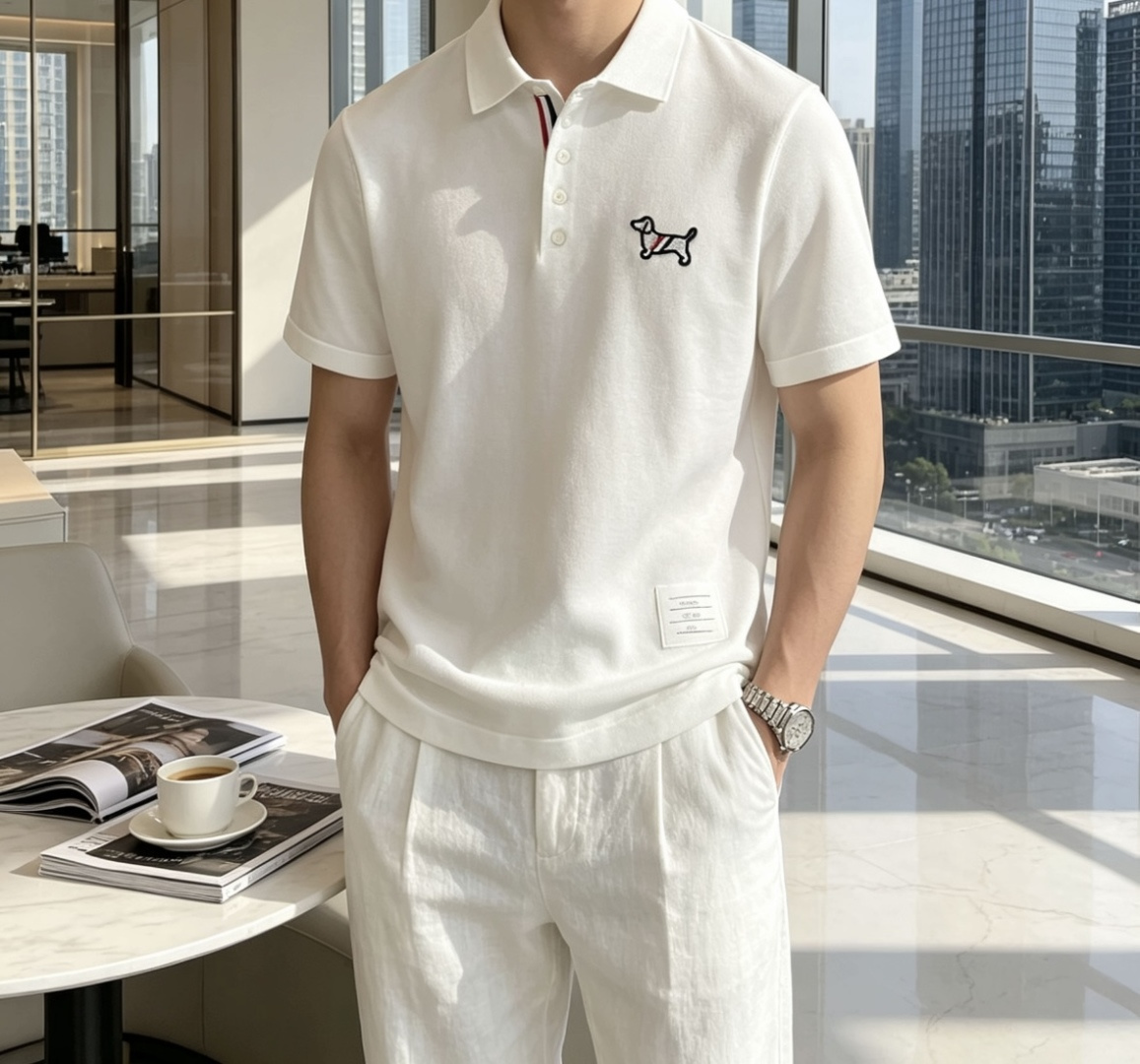 TB 2026ss夏季新品男士针织翻领短袖衫！独家首发 采用纤维超细与高弹的伊力特纱线织造而成，质感与纹