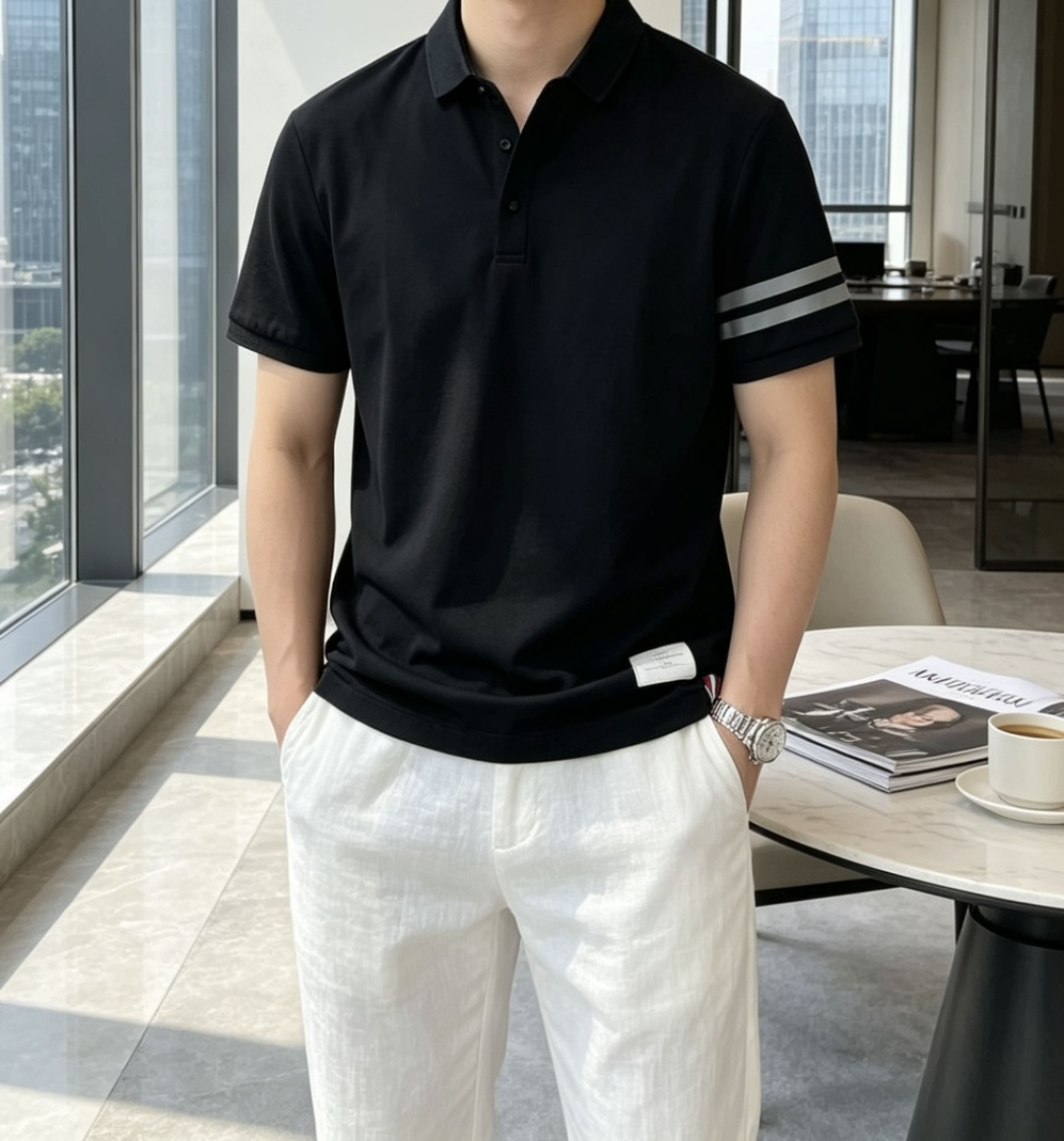 TB 2026ss夏季新品男士针织翻领短袖衫！独家首发 采用纤维超细与高弹的伊力特纱线织造而成，质感与纹