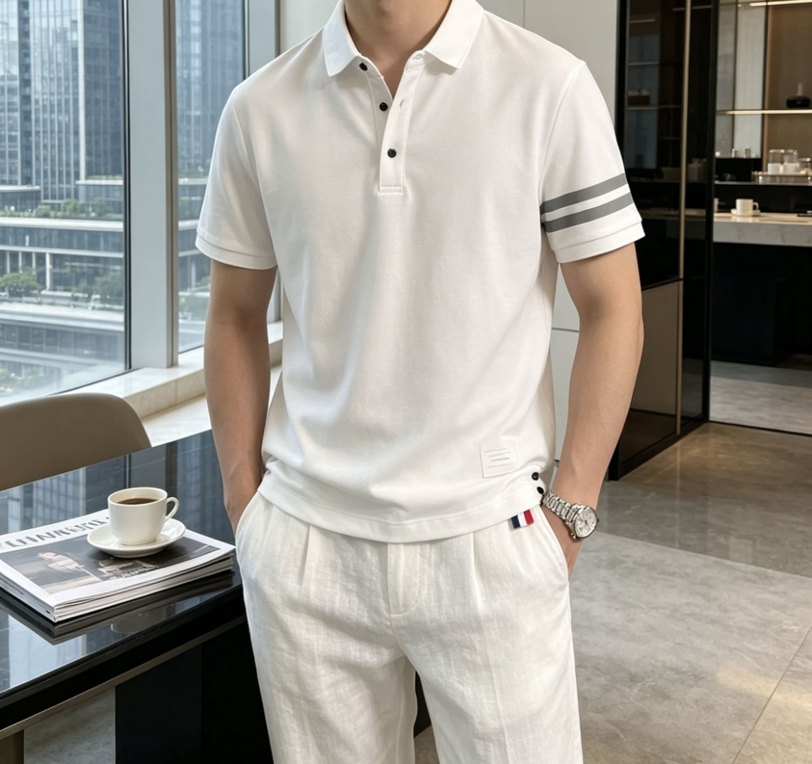 TB 2026ss夏季新品男士针织翻领短袖衫！独家首发 采用纤维超细与高弹的伊力特纱线织造而成，质感与纹