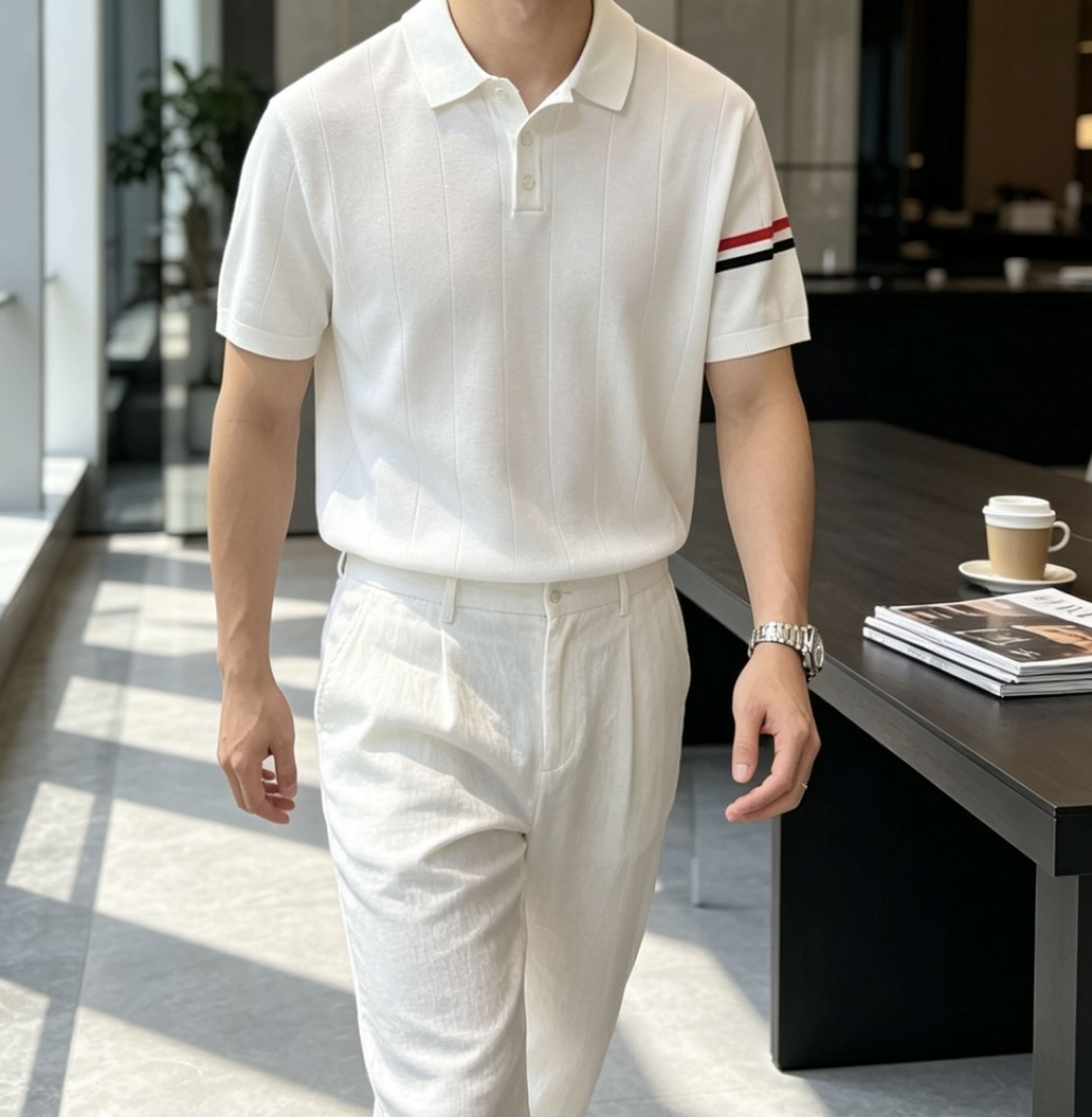 TB 2026ss夏季新品男士针织翻领短袖衫！独家首发 采用纤维超细与高弹的伊力特纱线织造而成，质感与纹