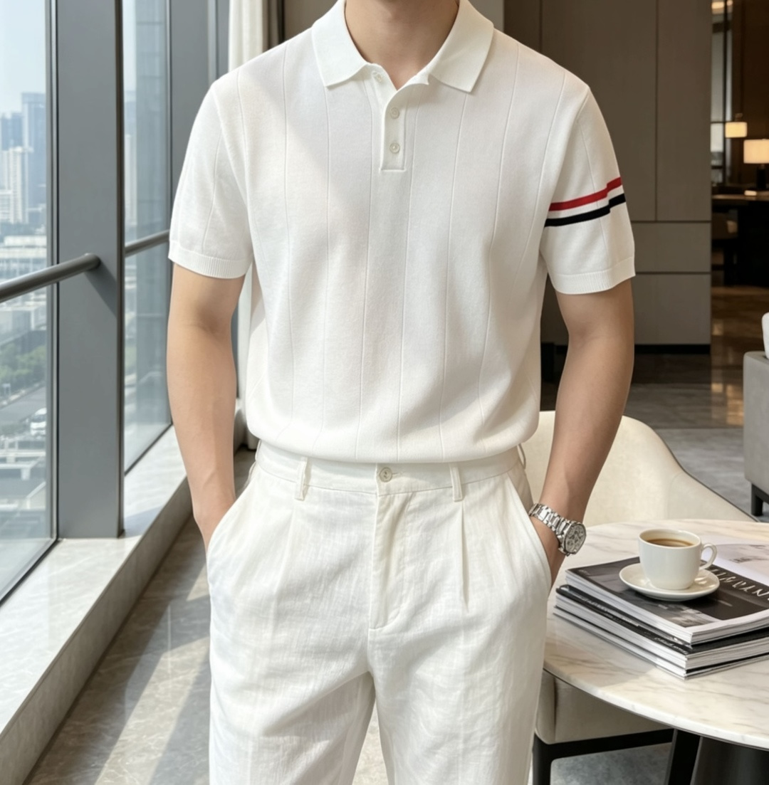TB 2026ss夏季新品男士针织翻领短袖衫！独家首发 采用纤维超细与高弹的伊力特纱线织造而成，质感与纹