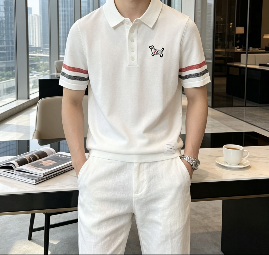 TB 2026ss夏季新品男士针织翻领短袖衫！独家首发 采用纤维超细与高弹的伊力特纱线织造而成，质感与纹