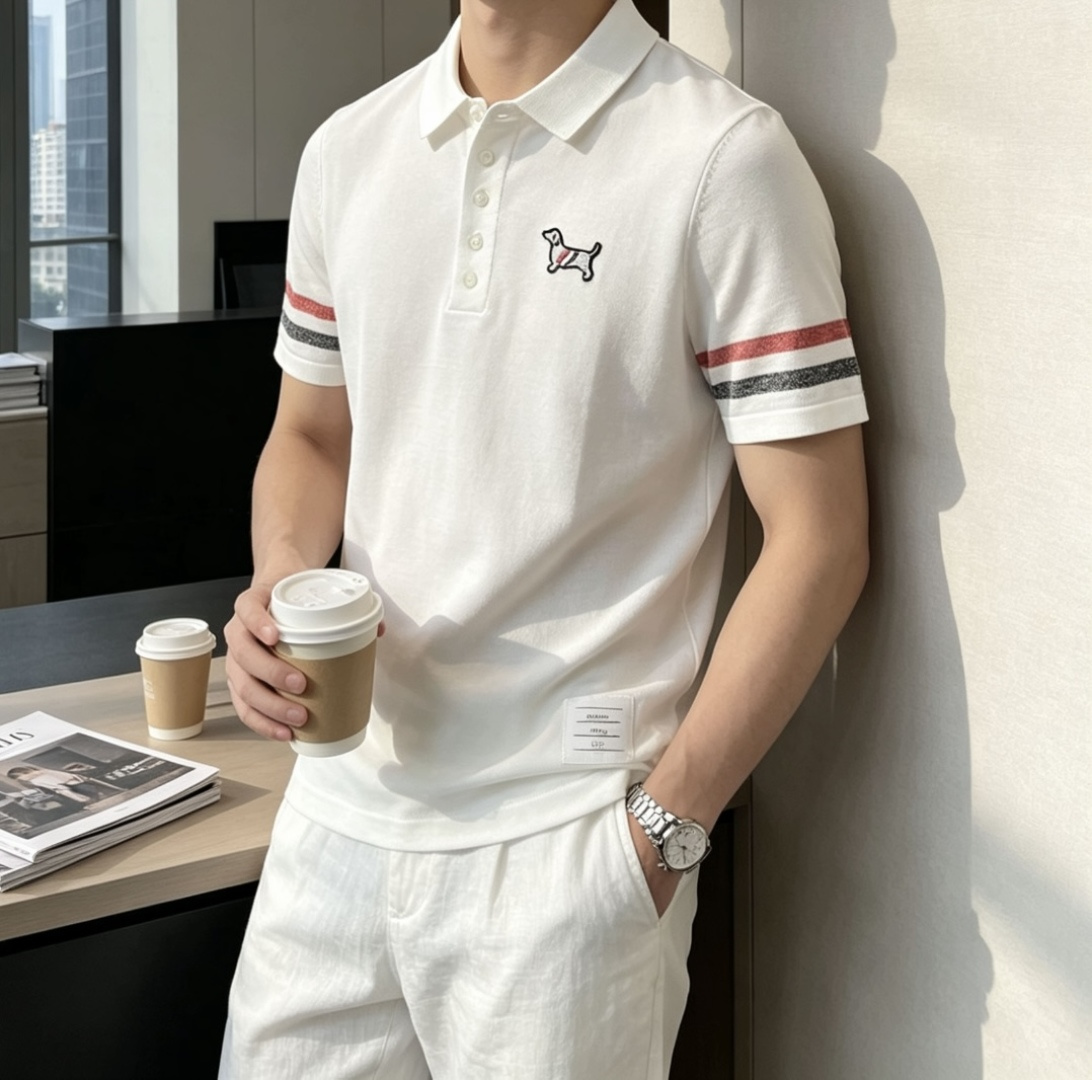 TB 2026ss夏季新品男士针织翻领短袖衫！独家首发 采用纤维超细与高弹的伊力特纱线织造而成，质感与纹