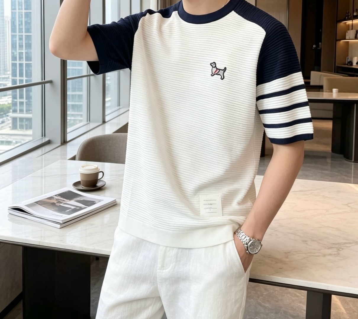 TB 2026ss夏季新品男士针织圆领短袖衫！独家首发 采用纤维超细与高弹的伊力特纱线织造而成，质感与纹