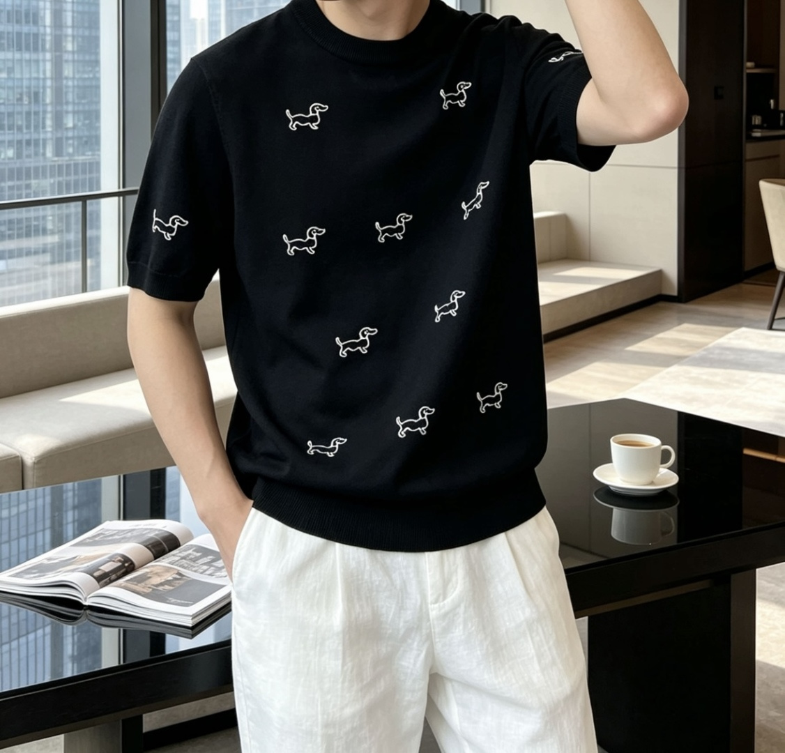 TB 2026ss夏季新品男士针织圆领短袖衫！独家首发 采用纤维超细与高弹的伊力特纱线织造而成，质感与纹