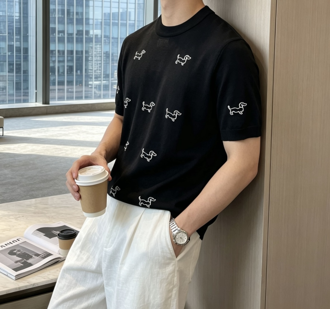 TB 2026ss夏季新品男士针织圆领短袖衫！独家首发 采用纤维超细与高弹的伊力特纱线织造而成，质感与纹