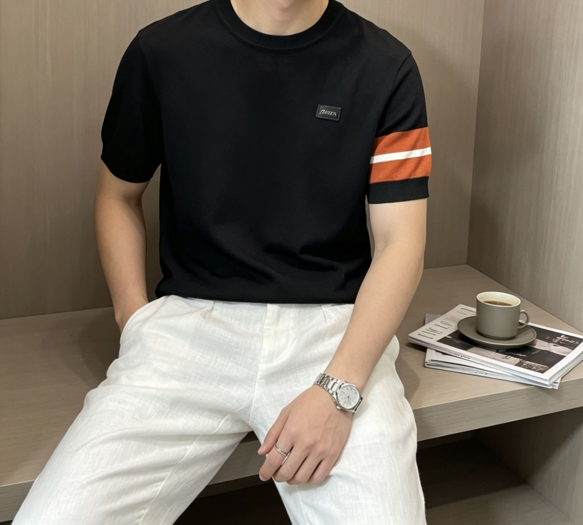 杰尼亚 2026ss夏季新品男士针织圆领短袖衫！独家首发 采用纤维超细与高弹的伊力特纱线织造而成，质感与