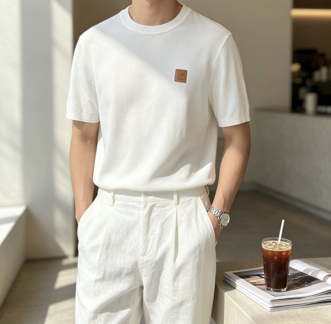 Lv 2026ss夏季新品男士针织圆领短袖衫！独家首发 采用纤维超细与高弹的伊力特纱线织造而成，质感与纹