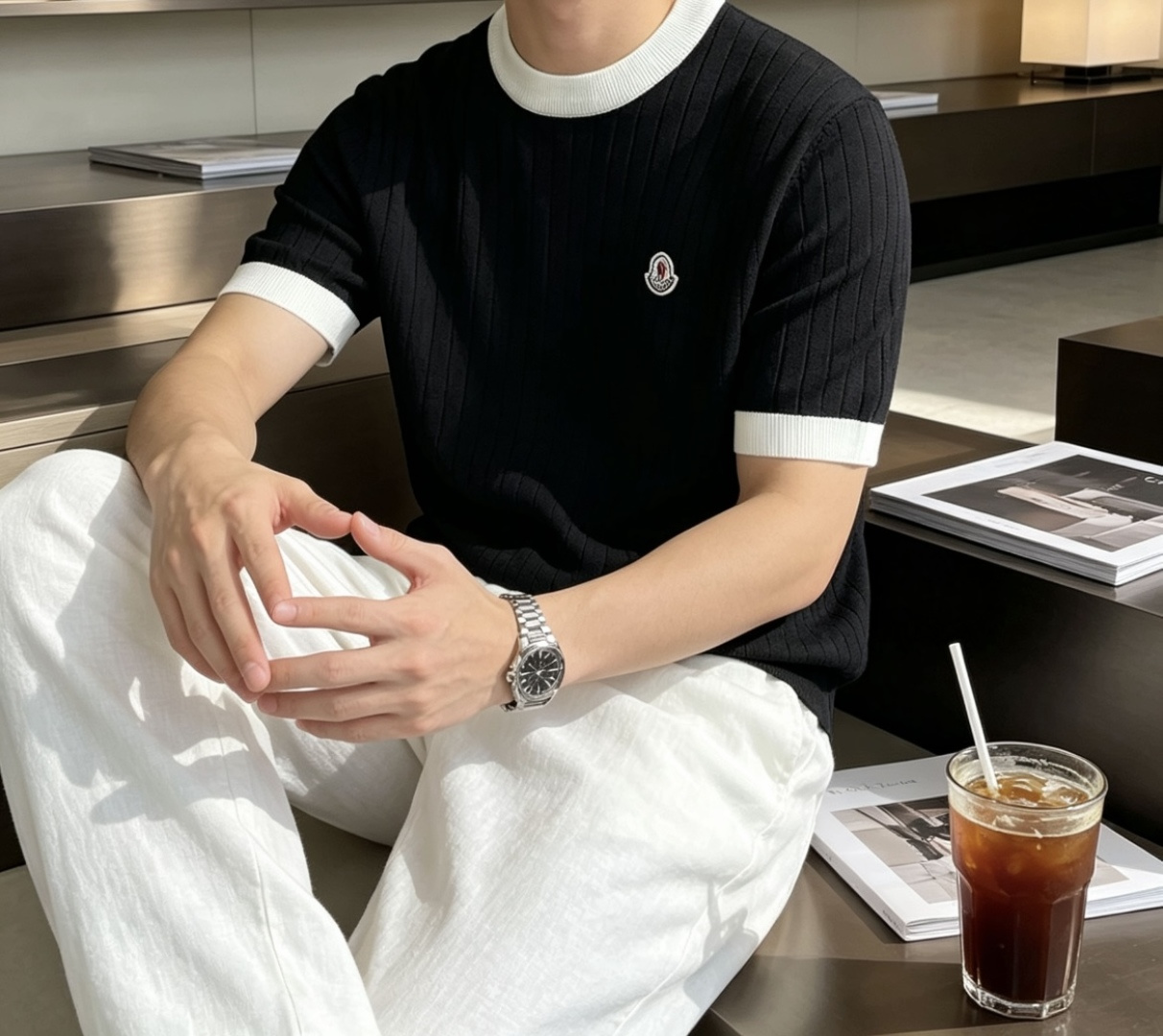 蒙口 2026ss夏季新品男士针织圆领短袖衫！独家首发 采用纤维超细与高弹的伊力特纱线织造而成，质感与纹