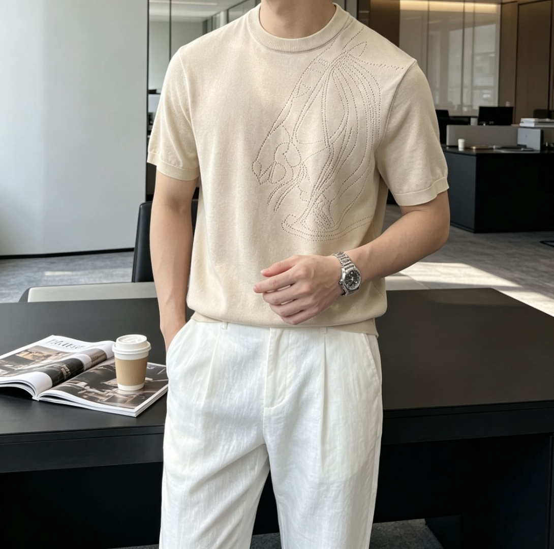 爱🐎仕 2026ss夏季新品男士针织圆领短袖衫！独家首发 采用纤维超细与高弹的伊力特纱线织造而成，质感与