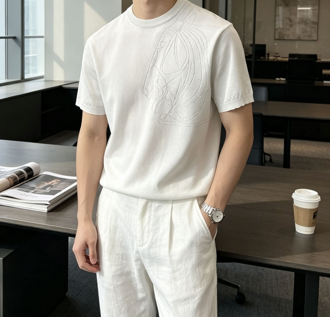 爱🐎仕 2026ss夏季新品男士针织圆领短袖衫！独家首发 采用纤维超细与高弹的伊力特纱线织造而成，质感与
