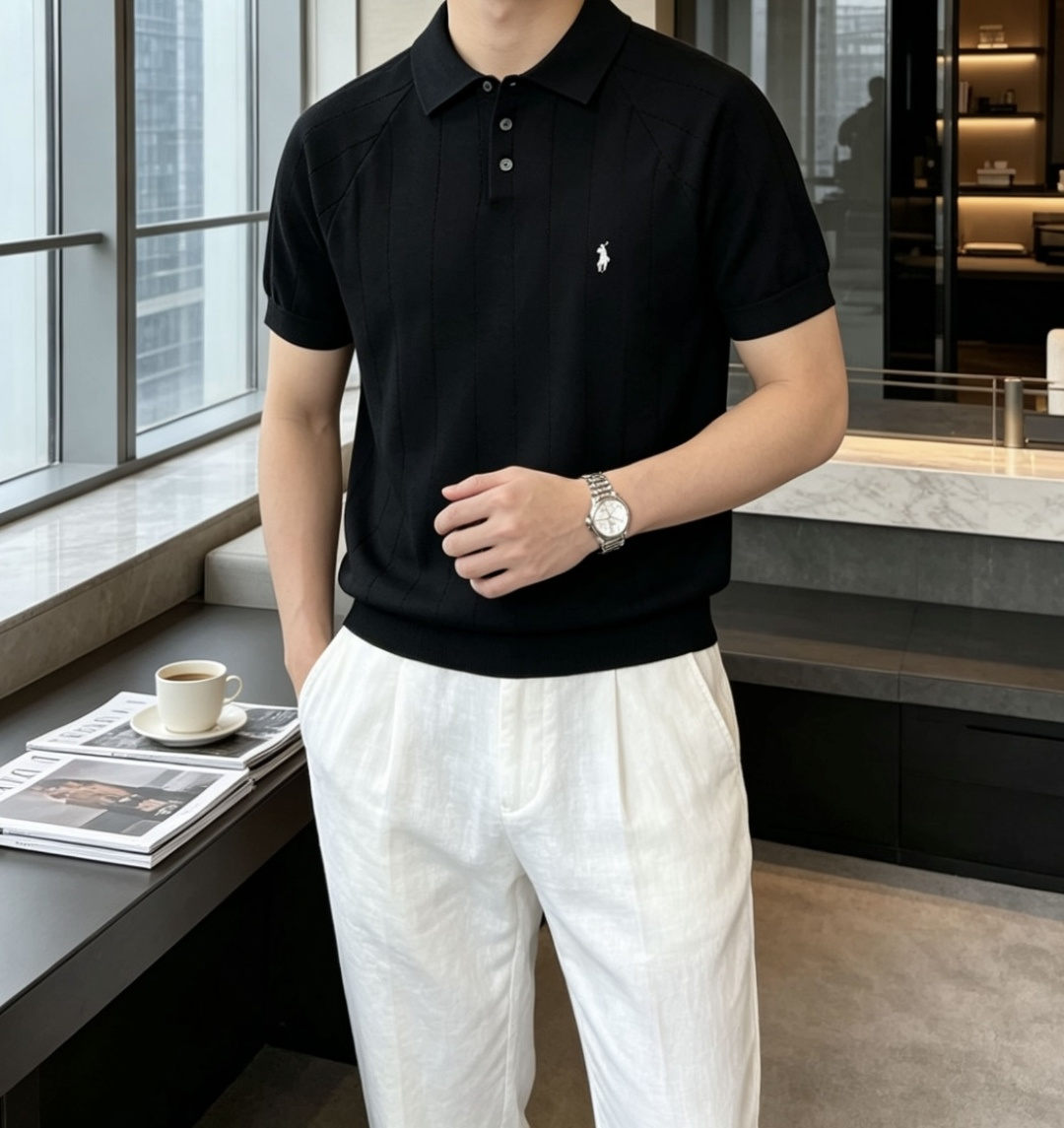 拉夫劳伦 2026ss夏季新品男士针织翻领短袖衫！独家首发 采用纤维超细与高弹的伊力特纱线织造而成，质感