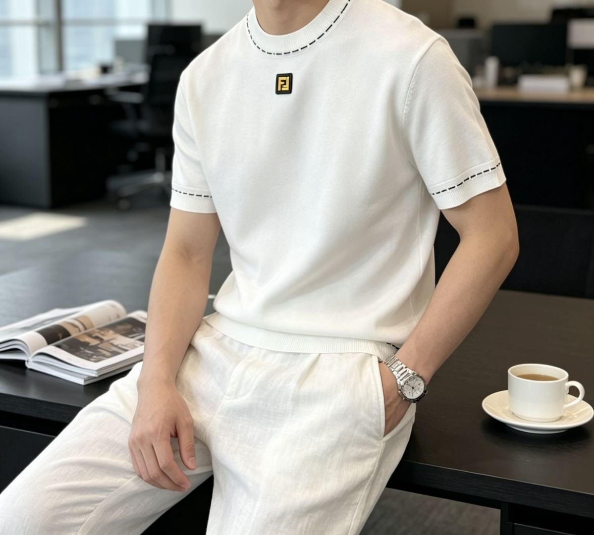 FD 2026ss夏季新品男士针织圆领短袖衫！独家首发 采用纤维超细与高弹的伊力特纱线织造而成，质感与纹