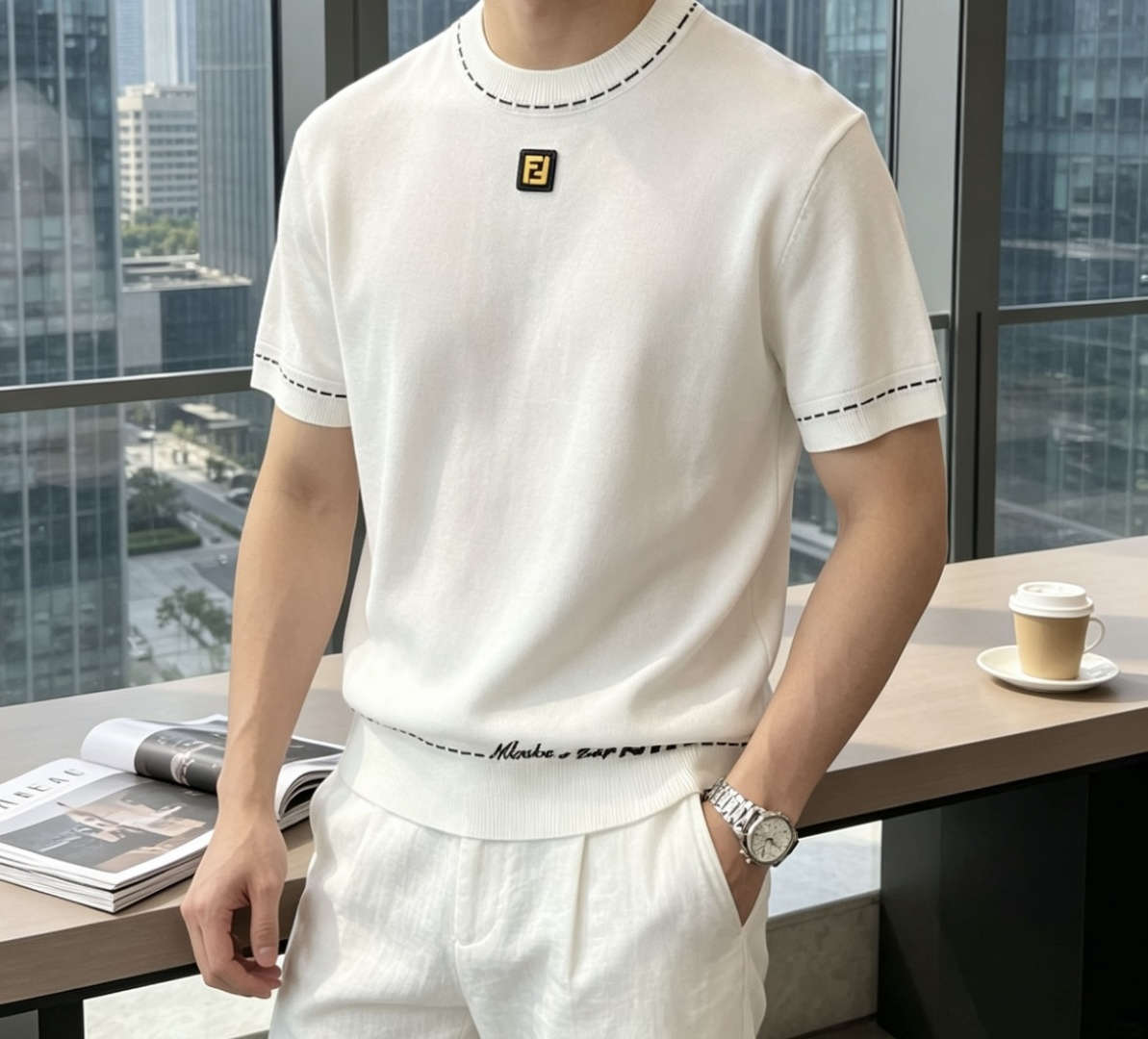 FD 2026ss夏季新品男士针织圆领短袖衫！独家首发 采用纤维超细与高弹的伊力特纱线织造而成，质感与纹
