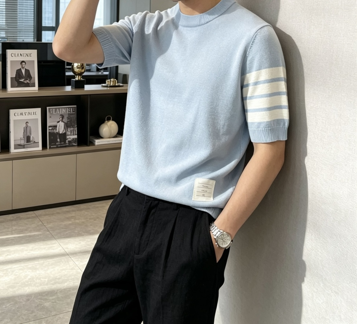 TB 2026ss夏季新品男士针织圆领短袖衫！独家首发 采用纤维超细与高弹的伊力特纱线织造而成，质感与纹