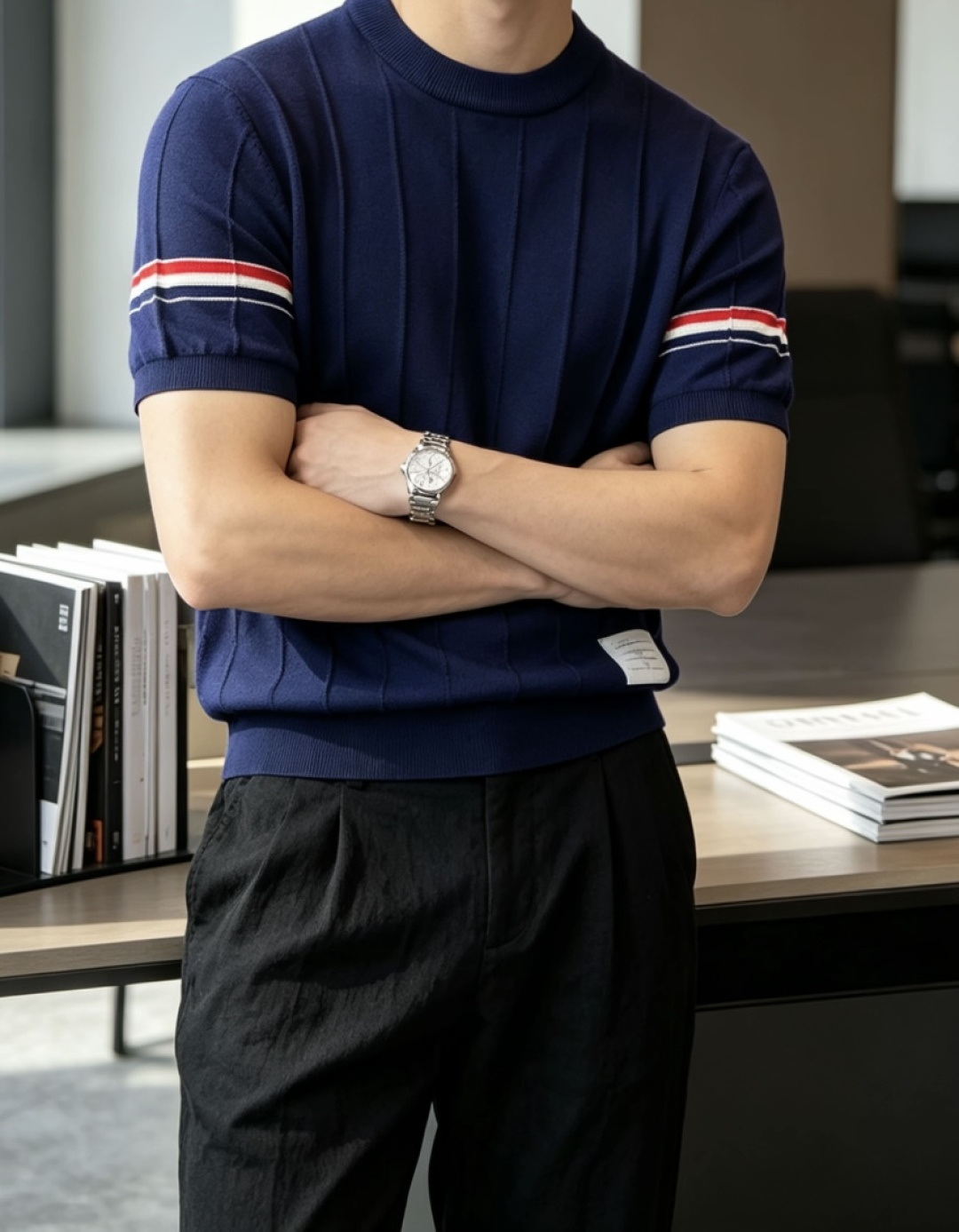TB 2026ss夏季新品男士针织圆领短袖衫！独家首发 采用纤维超细与高弹的伊力特纱线织造而成，质感与纹