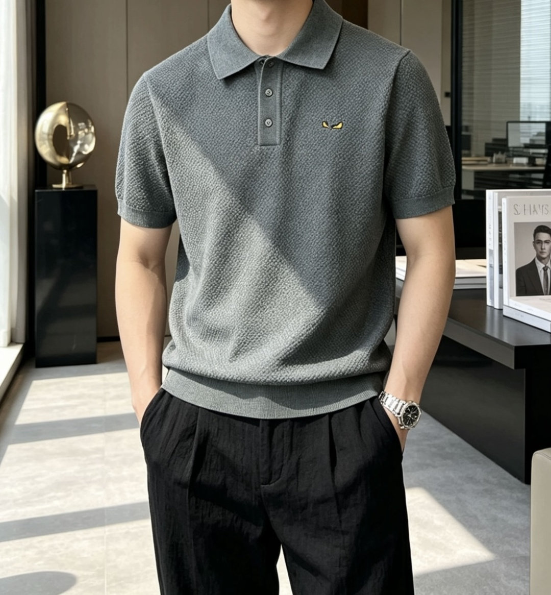 FD 2026ss夏季新品男士针织翻领短袖衫！独家首发 采用纤维超细与高弹的伊力特纱线织造而成，质感与纹