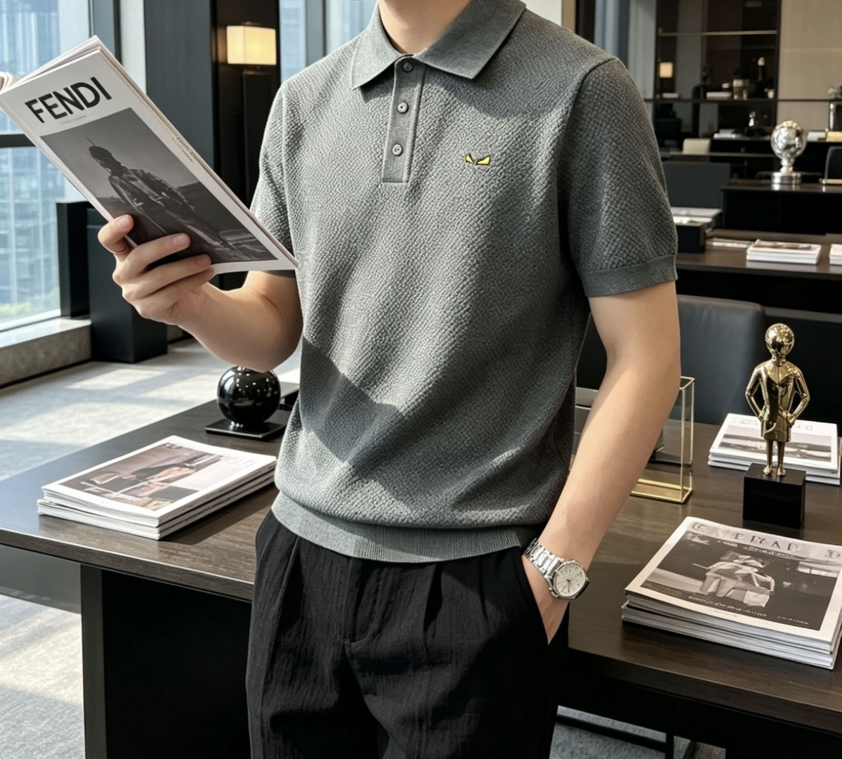 FD 2026ss夏季新品男士针织翻领短袖衫！独家首发 采用纤维超细与高弹的伊力特纱线织造而成，质感与纹