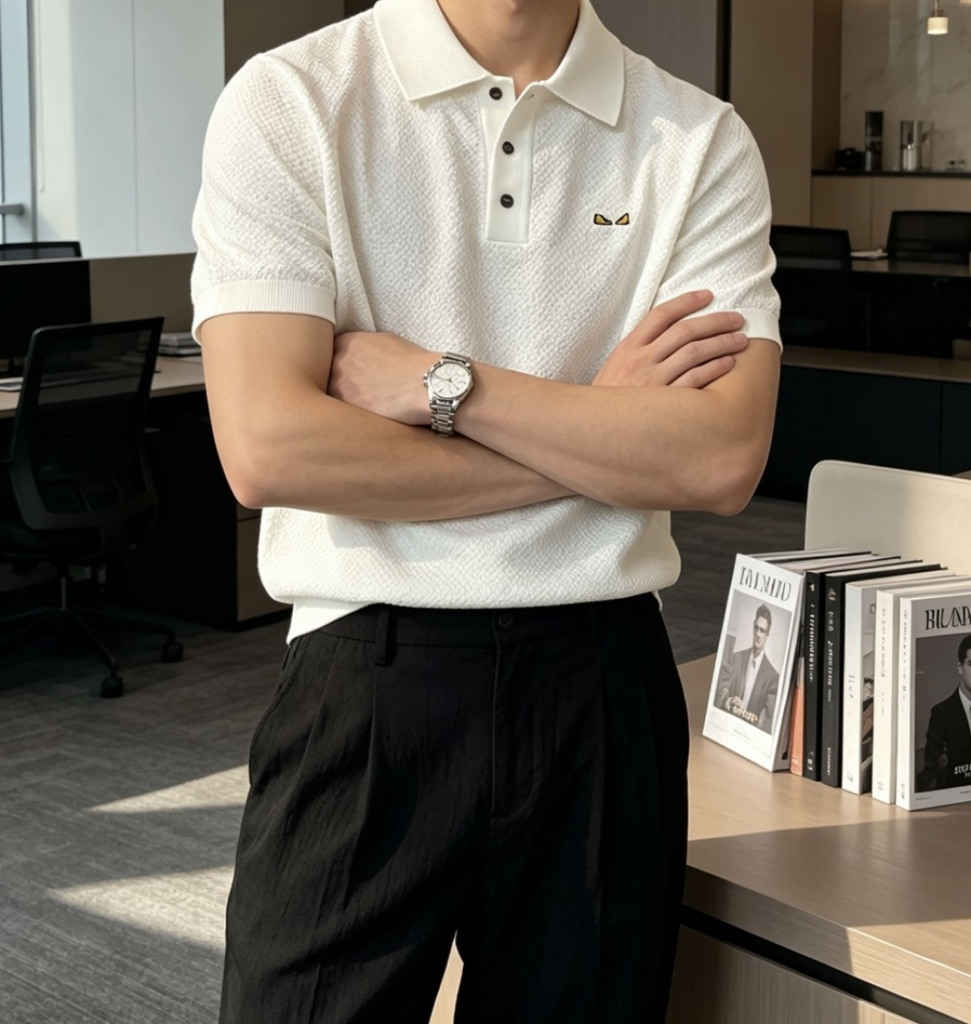 FD 2026ss夏季新品男士针织翻领短袖衫！独家首发 采用纤维超细与高弹的伊力特纱线织造而成，质感与纹