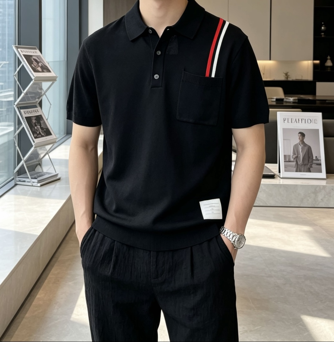TB 2026ss夏季新品男士针织翻领短袖衫！独家首发 采用纤维超细与高弹的伊力特纱线织造而成，质感与纹