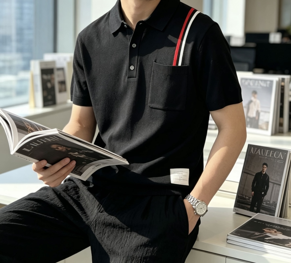 TB 2026ss夏季新品男士针织翻领短袖衫！独家首发 采用纤维超细与高弹的伊力特纱线织造而成，质感与纹