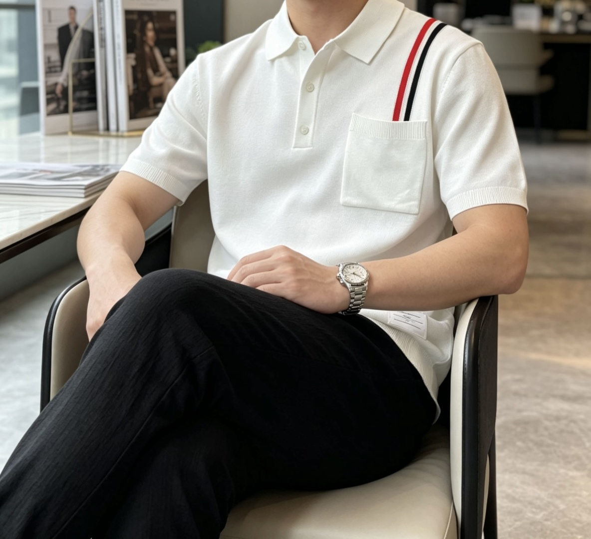 TB 2026ss夏季新品男士针织翻领短袖衫！独家首发 采用纤维超细与高弹的伊力特纱线织造而成，质感与纹