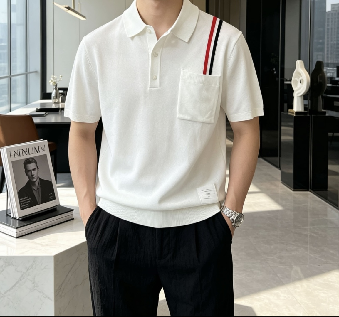 TB 2026ss夏季新品男士针织翻领短袖衫！独家首发 采用纤维超细与高弹的伊力特纱线织造而成，质感与纹