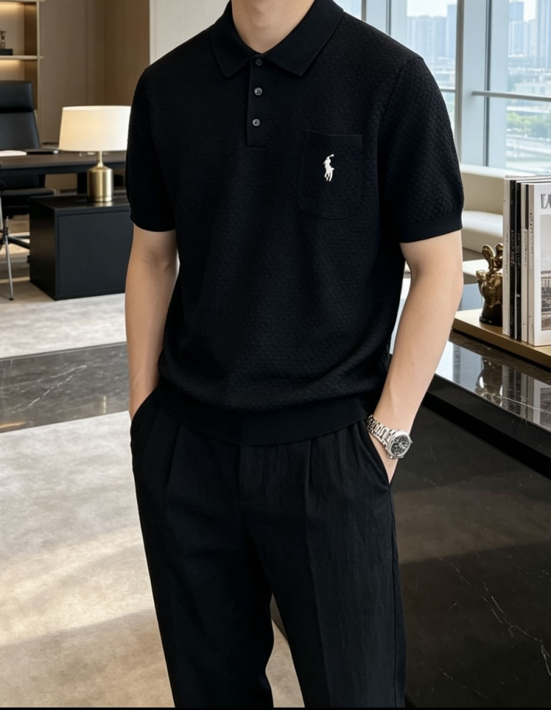拉夫劳伦 2026ss夏季新品男士针织翻领短袖衫！独家首发 采用纤维超细与高弹的伊力特纱线织造而成，质感