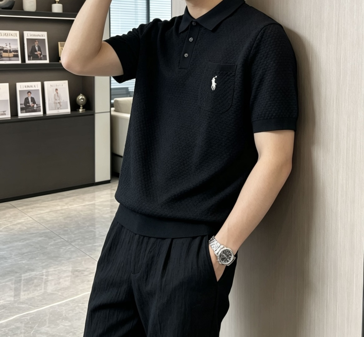 拉夫劳伦 2026ss夏季新品男士针织翻领短袖衫！独家首发 采用纤维超细与高弹的伊力特纱线织造而成，质感
