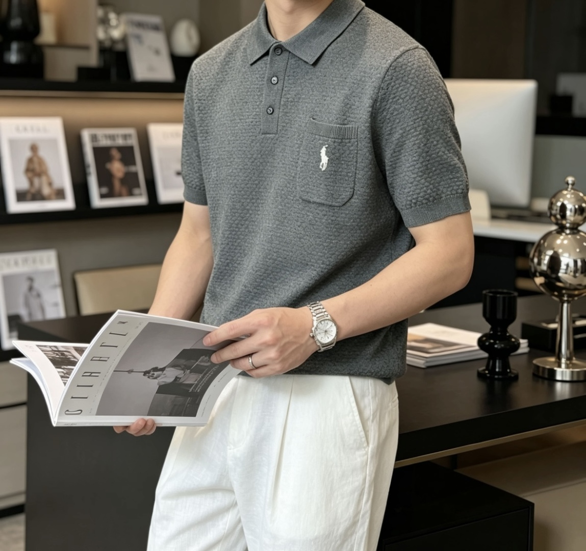 拉夫劳伦 2026ss夏季新品男士针织翻领短袖衫！独家首发 采用纤维超细与高弹的伊力特纱线织造而成，质感