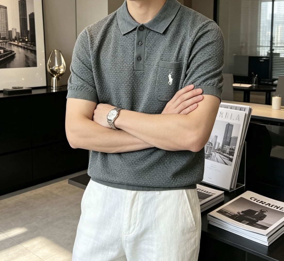 拉夫劳伦 2026ss夏季新品男士针织翻领短袖衫！独家首发 采用纤维超细与高弹的伊力特纱线织造而成，质感