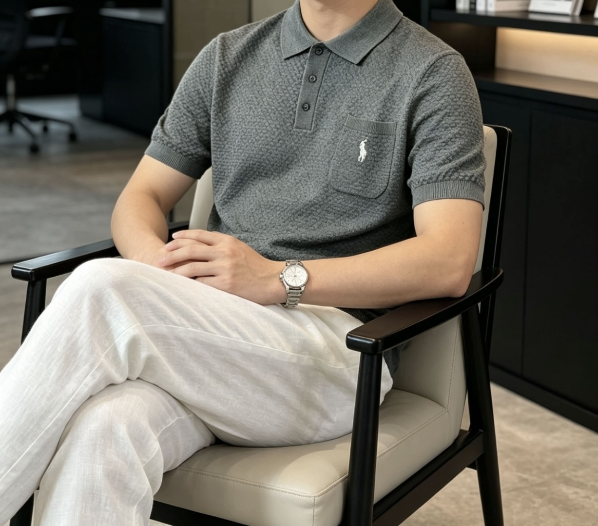 拉夫劳伦 2026ss夏季新品男士针织翻领短袖衫！独家首发 采用纤维超细与高弹的伊力特纱线织造而成，质感
