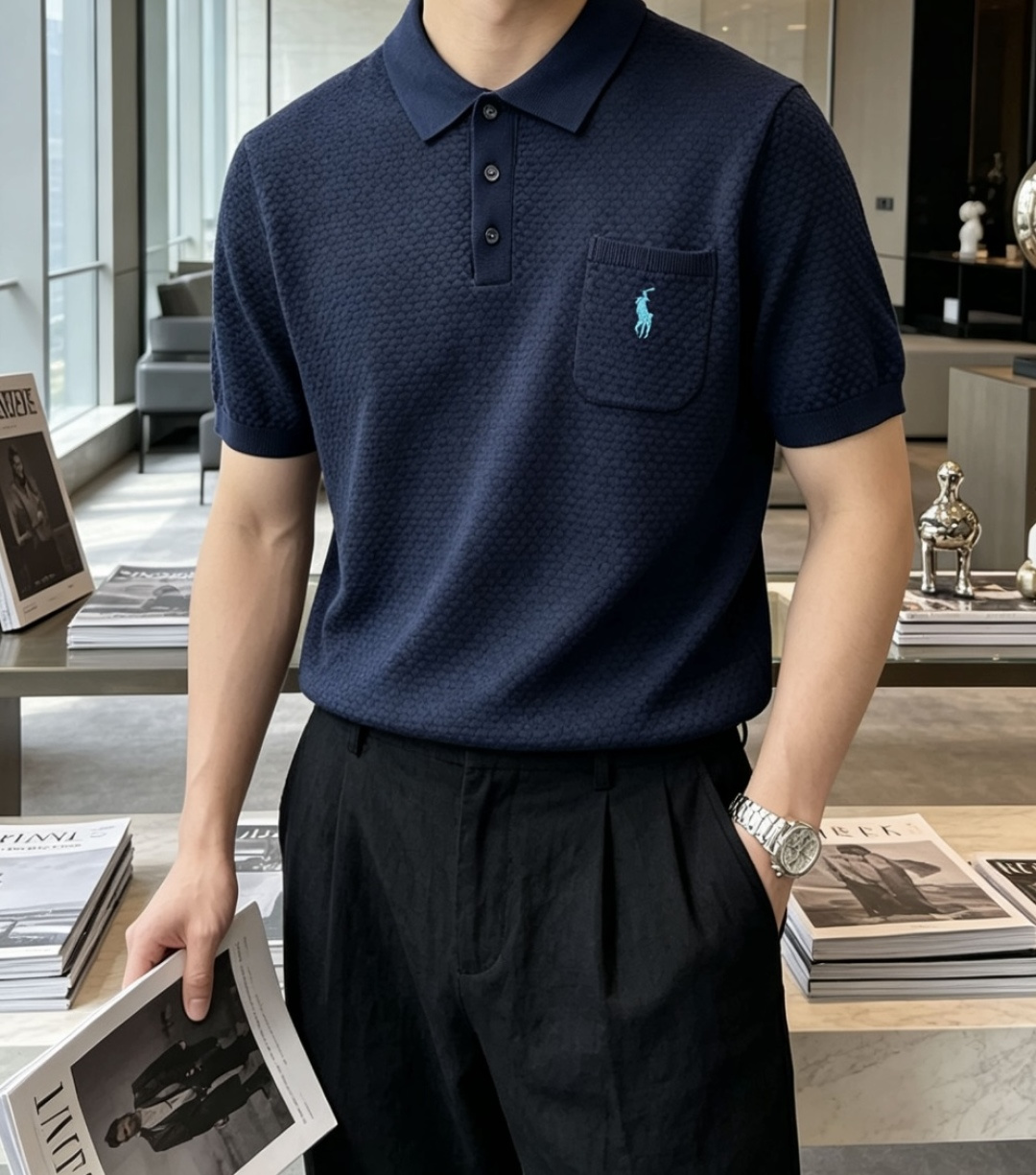 拉夫劳伦 2026ss夏季新品男士针织翻领短袖衫！独家首发 采用纤维超细与高弹的伊力特纱线织造而成，质感