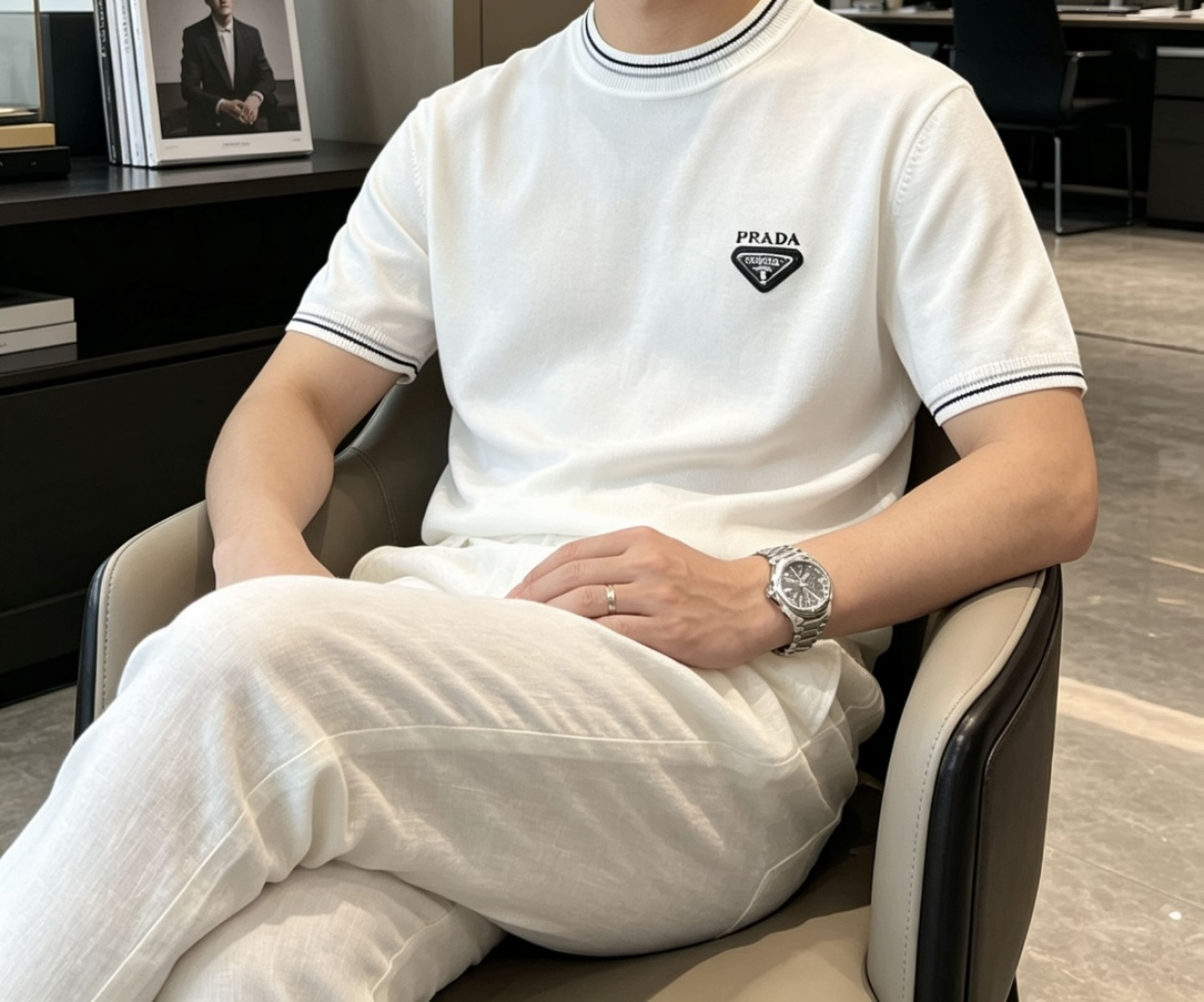 Prad 2026ss夏季新品男士针织圆领短袖衫！独家首发 采用纤维超细与高弹的伊力特纱线织造而成，质感