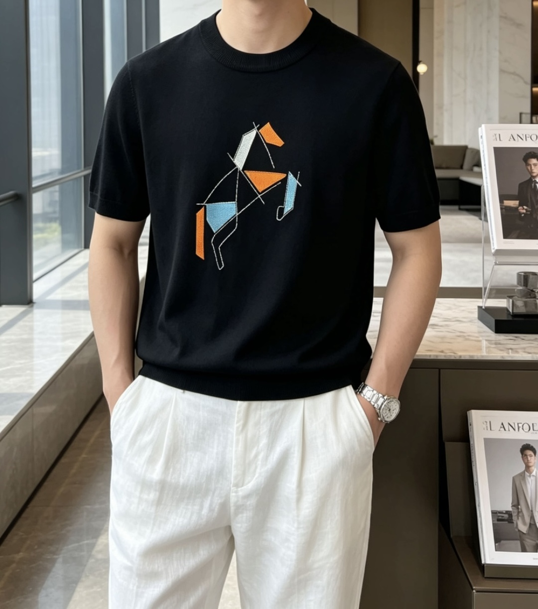 爱🐎仕 2026ss夏季新品男士针织圆领短袖衫！独家首发 采用纤维超细与高弹的伊力特纱线织造而成，质感与