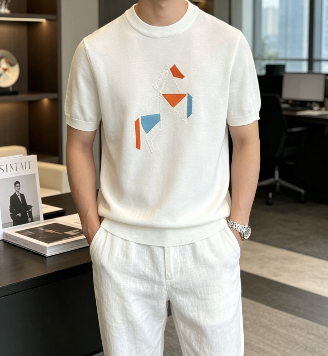 爱🐎仕 2026ss夏季新品男士针织圆领短袖衫！独家首发 采用纤维超细与高弹的伊力特纱线织造而成，质感与