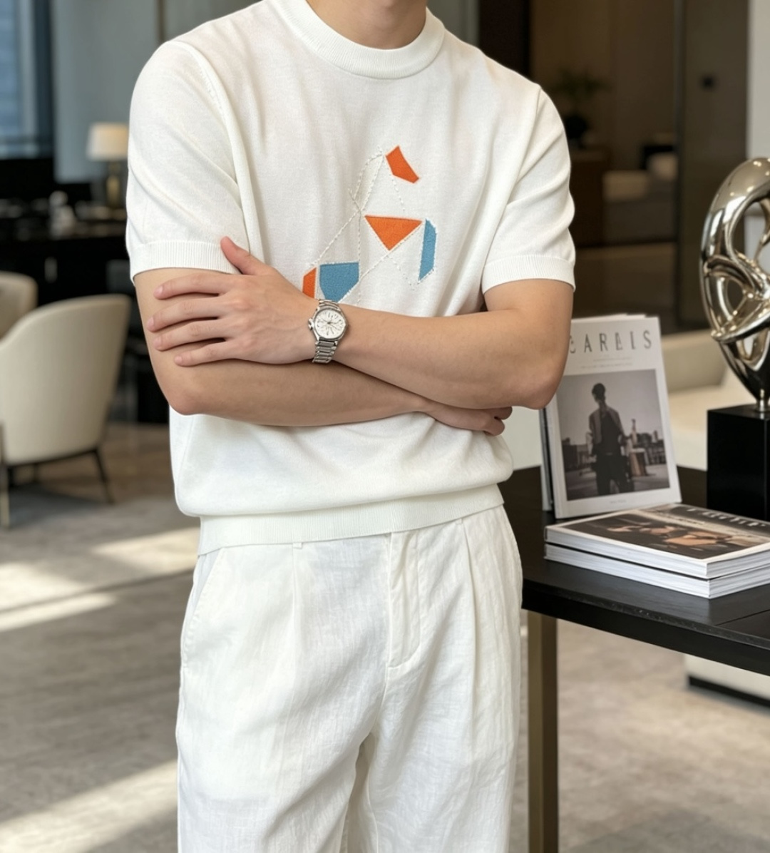 爱🐎仕 2026ss夏季新品男士针织圆领短袖衫！独家首发 采用纤维超细与高弹的伊力特纱线织造而成，质感与